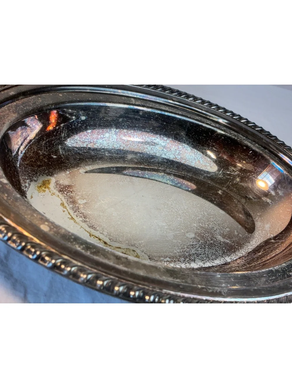 Vintage Silver Plated Oval Serving Platter with Decorative Rim